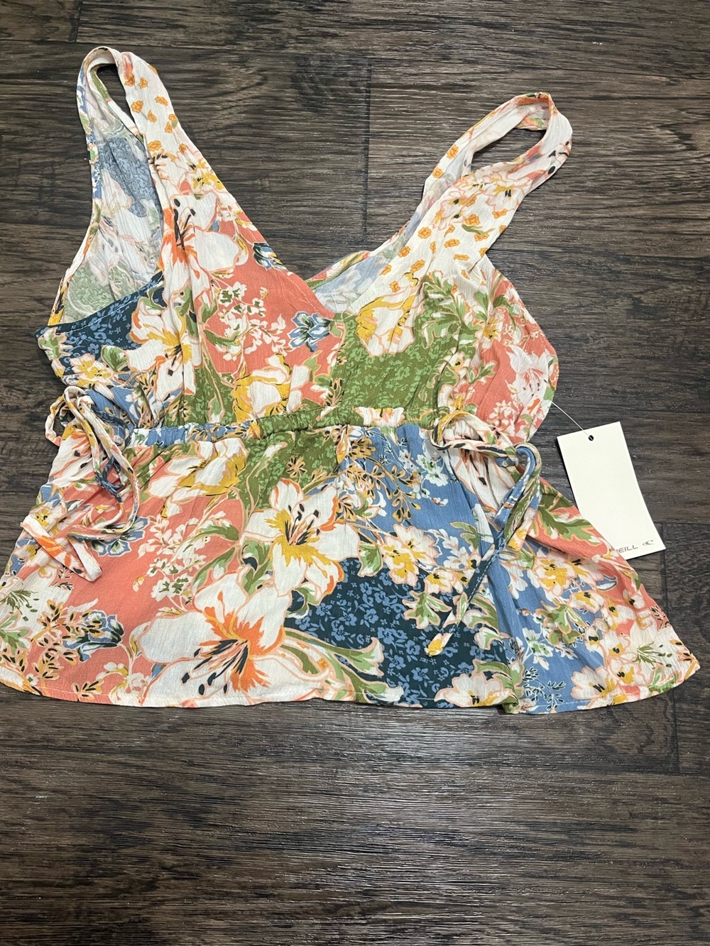 O'Neill Multicolor Floral V-Neck Tie-Waist Cami